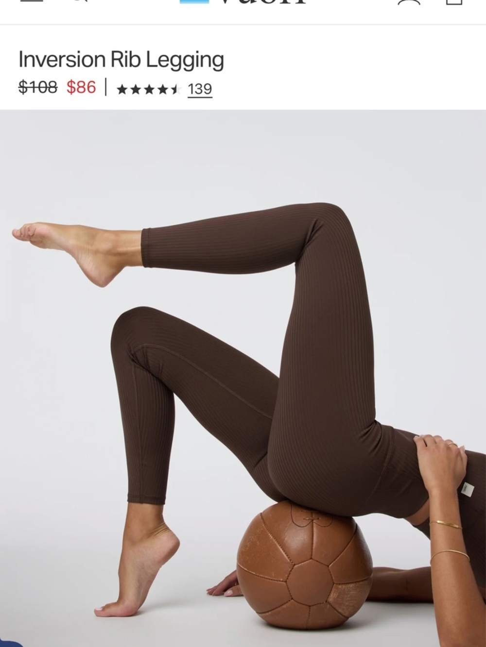 Vuori Inversion Rib Leggings Java - Picture 6 of 6